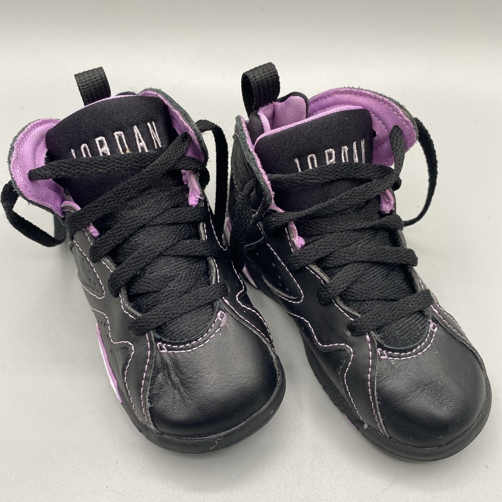Nike Air Jordan 7 Retro Toddler 8C Black Purple Sneaker DV2256-055 Basketball